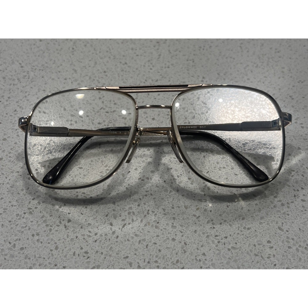 Stetson 2 Zyloware 057 Eyeglasses Frames Mens Gold Full Rim 56-18 Vintage